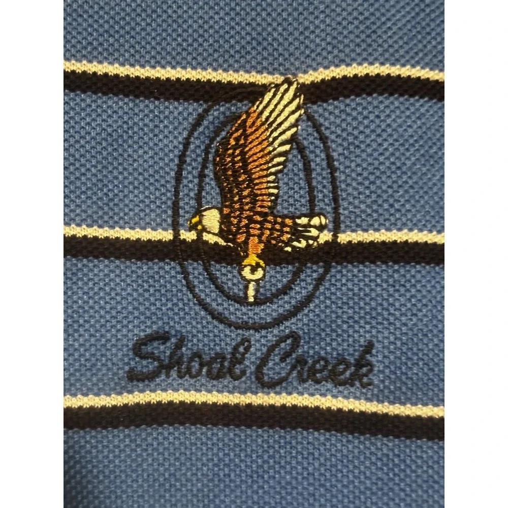 Ralph Lauren Polo Men's Med‎ Shoal Creek Golf Shirt Blue Striped Short Sleeve